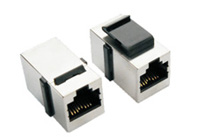 RJ45 IN LINE COUPLER WITH HOOK SHIELD 8P8C